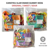 【400g】CANDYKU ULAR SNAKE GUMMY 400G ORIGINAL / SWEET / SOUR Buatan Malaysia Halal