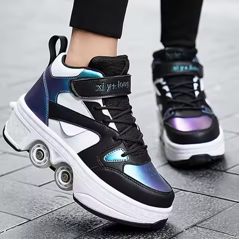 Deformation Parkour Sneakers, 4 Wheels Roller Skates, Roller Skating Shoes, Street Urban Fitness Rol