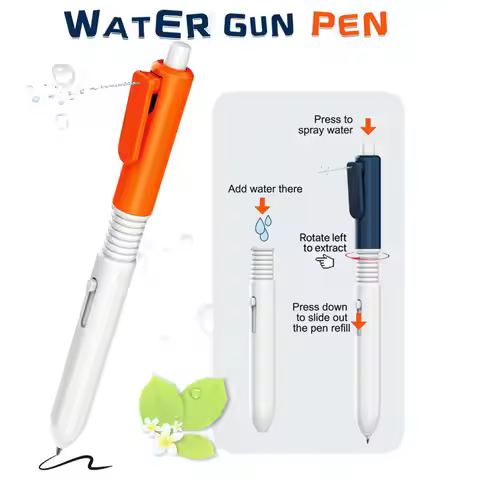 1PC Water Gun Pen Creative Sense Water Spray Pen Dual-use Pen For Writing, Spoof Ballpoint Pen, Pran
