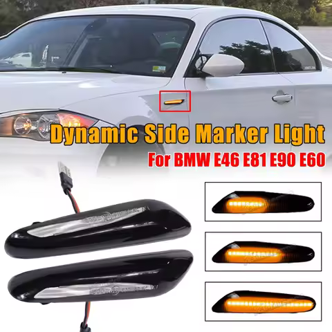2x Dynamic LED Fender Light Side Marker For BMW 1 3 5 Serie E46 E60 E61 E81 E82 E87 E88 E90 E91 E92 