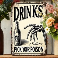 HELLOYOUNG Halloween Vintage Potion Bar Sign Drink Pick Your Poison Aluminum Wall Decor for Home Caf