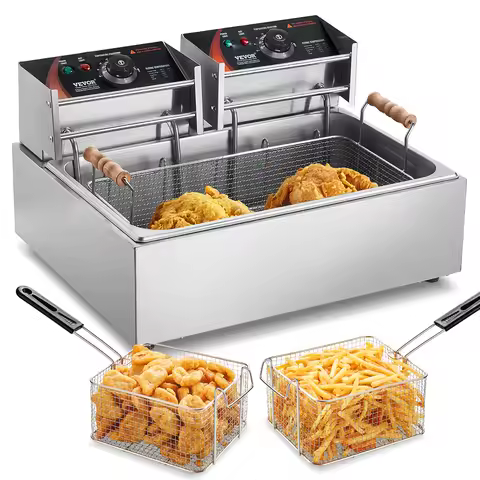 SucceBuy Commercial Deep Fryer 3000W Electric Turkey Fryer Large Capacity 18Qt / 17L Stainless Steel