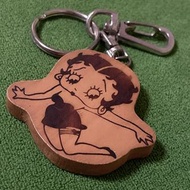 早期收藏正版貝蒂木製鑰匙圈吊飾 Betty Boop @ C274