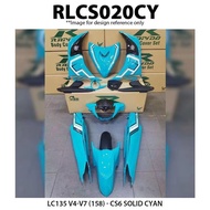 Rapido Cover Set Yamaha LC135 V4-V7 (158) Solid Cyan Blue CS6 Grey Accessories Motor LC4S LC5S LC135