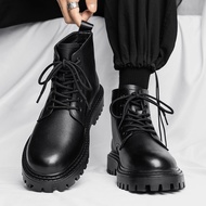 BCC12 Full Black Smooth Leather High-top Combat Boots Combat Boots Men Leather Boots