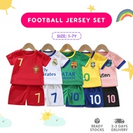 Kids 1 -7Y Football Jersey Set Short Sleeve Shirt Sport Pants 2pcs Set | Baju Budak Bola Sepak Kanak-Kanak AM10276