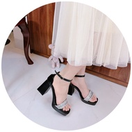 9cm high heel sandals with 9cm rough heel straps