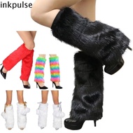 Inkpulse Knee-High Boots Cover - Y2K Style Solid Colour Faux Fur Warmers