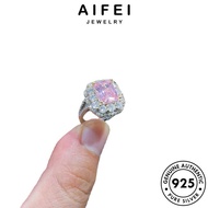 AIFEI JEWELRY Pink Original For Adjustable Perak Crystal Silver Accessories Sterling 925 Perempuan Square Korean Women Diamond Cincin Personality 純銀戒指 Ring R1841