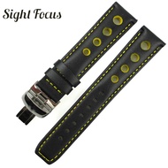 20mm Orange Red Stitched  Watchband for Chopard Tissot T91 Leather Strap 1853 PRS516 T044 T21 T100 W