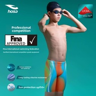 HOSA Boys FINA Approved Swim Trunks - Pro Racing Knee Length Jammer for Youth Swim Team Competition 