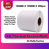 A6 Thermal Sticker/ Waybill Paper- 350pcs/Per Roll（ReadyStock）