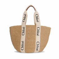 【Chloe 蔻依】Woody Basket 草編 手提 托特包 米色 白色