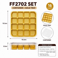 [ 1set ] READY STOCK! FF2702 Set ( Cookies Container + 16Cavity Gold Tray)