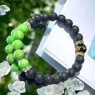 8mm Seven chakra healing bracelet Lava Stone with Heart Chakra Anahata Chakra Healing Bracelet Yoga 