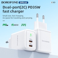 BOROFONE BN9 Charger PD35W Wall Charger Dual Port(2C)Type C Adapter QC3.0 For iPhone 14 13 Pro Max 12 11 Pro XR XS Max 8Plus iPad US Plug Fast Power Adapter EU