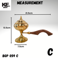 ORIGINAL BRASS DHOOPAKAL WITH WOODEN HANDLE FOR PRAYER/POOJA USAGE