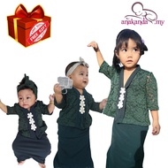 Baju Raya kurung baby girl [Kebaya Anakanda.my] + Free gift (Emerald Green) 2023