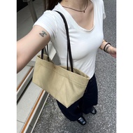 The Row Idaho Canvas Tote Bag Khaki Use High-Quality Canvas+Leather Long Handle, Simple Atmosphere, 