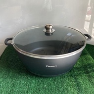 Dessini 44cm 40cm Non Stick Cooking Pot Half Glass Half Stainless Steel Cover Die-Casting Granite Po