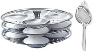 Combo of Stainless Steel 3 Plate Idli Maker Stand (12 Slot) with Stainless Steel Tea Strainer