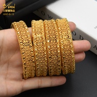 HOT 4pcs/Lot Indian Gold Color Bangles Charm Bracelets For Women African Jewelry Luxury Dubai Gold P
