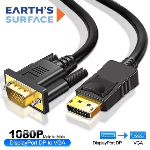HD 1080P DisplayPort DP to VGA Adapter Cable DP Male to VGA Male HD Video Cables for PC TV Laptop Pr
