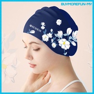 [BuymorefunMY] Women Swimming Hat Floral Printed Bathing Cap Braids Locks Silicone Swim Cap