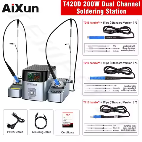 Aixun T420D Dual Channel Intelligent Soldering Station with C245 C210 C115 Welding Handle Iron Tip f