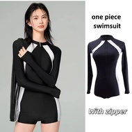 Women's Slimming High Elastic Quick-Dry Surfing Suit Sunscreen Long-Sleeved Zip Swimwear Beach Suit