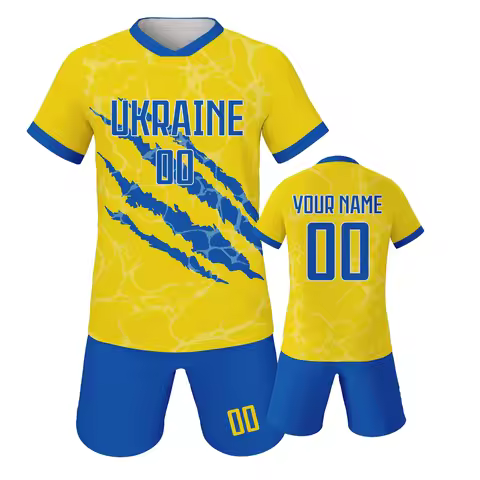 Custom Ukraine Soccer Kit Personalized Football Uniform with Name Number National Team Football Trai