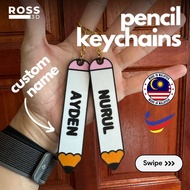 Custom Keychain Pencil-shaped for Gifts / Teacher's Day / Bag Tag / Hari Guru / Tag Nama / Hadiah