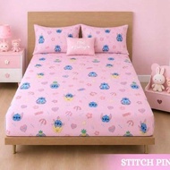 KATUN PREMIUM COTTON RUBBER BEDSHEET 90/100/120/140/160/180/200 STITCH MOTIF PINK