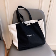 T&amp;KE Agnes Double-sided Todt Bag Canvas Bag Women's Single Shoulder Bag Simple Wind Fresh Large Capacity Hand-held Canvas Bag