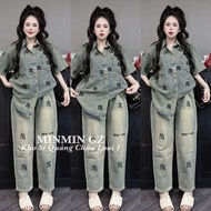 JEAN VIP SHIRT SET WITH EMBROIDERED TREND LETTERS 2026 FREESIZE ITEMS From 48kg - 65kg Guangzhou Sta