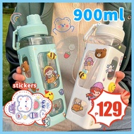 900ML Water Bottle Tumbler Hot Cold Large Capacity Plastic Square Tumbler Sports Tumbler Gift