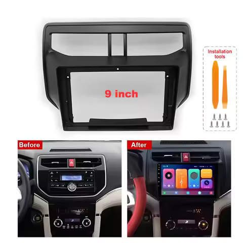 9 Inch Car Radio Fascia Panel Frame for Toyota Rush 2018 Dashboard Mount Kit with Wiring Harness DIY