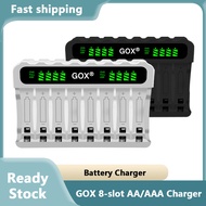 GOX 8 Slot LCD NiMH Smart Charger Type-C For AA AAA Rechargeable Battery