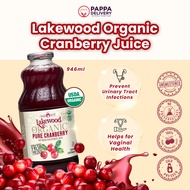 Lakewood Organic 100% Pure Cranberry Juices (946 ml)-Support UTI & Skin Health -No Sugar Added