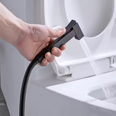 Solid Brass Square Bidet Sprayer Bathroom Toilet Handheld Shower Bidet Set Wall Mounted Hose and Hol