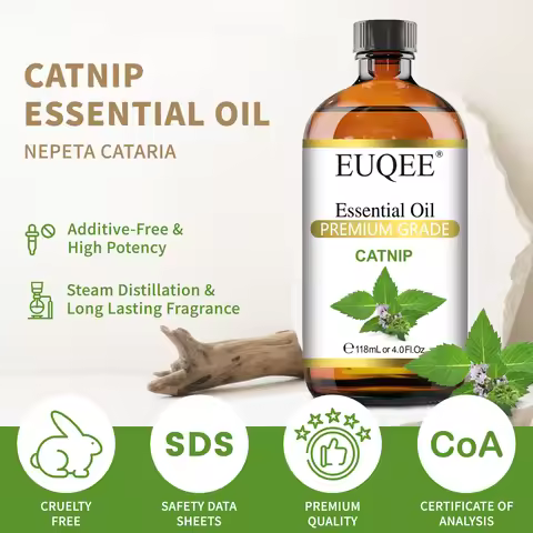EUQEE 118ml Pure Essential Oil for Humidifier Diffuser Catnip Spikenard Hinoki Lemon Verbena Lavende