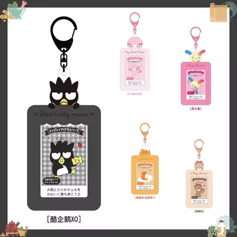 Sanrio Anime Card Set Hello Kitty Kitty kuromi Lambs Student ID Card Clip 3-inch Photo Keychain Hang