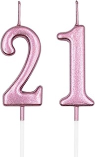 21st & 12th Birthday Candles, Rose Gold Number 21 12 Candle for Cake, Happy Birthday Cake Topper Dec