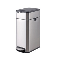 【ELPHECO】ELPHECO 不鏽鋼雙開拉袋腳踏垃圾桶20L ELPH3711