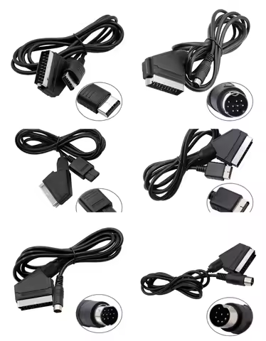 1.8M/6FT EU version Scart cable RGB AV Cables PAL For PS2/SEGA MD1/MD2 Megadrive1/DC/Genesis1/XB OX