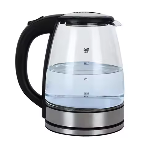 2026 New 2L Electric Kettle Glass Fast Boil LED Household Appliance Fast Boil Kettle Portable Electr