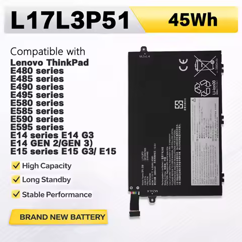 PowerHub L17L3P51 Laptop Battery For Lenovo ThinkPad E15 E480 E490 E495 E580 E585 E590 E595 Series 0