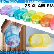 VITAMIN MEDICINE BOX (2S XL OVAL AM PM) DAILY TRAVEL POCKET 7 DAYS PILL ORGANIZER WEEKLY MONTHLY PIL