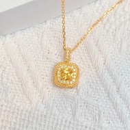 Pendant au750 Citrine Inlaid 18k Pendant Clavicle Chain Necklace Pendant Not Take Off Gold Cube Suga