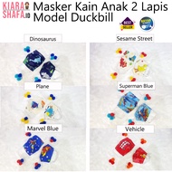 [ISI 12 Pcs] Masker Anak / Masker Kain Karakter Lucu/ Masker Anak 2 Lapis Model Duckbill Untuk Anak Laki-laki